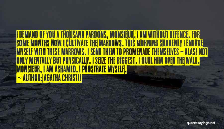 Agatha Christie Quotes: I Demand Of You A Thousand Pardons, Monsieur. I Am Without Defence. For Some Months Now I Cultivate The Marrows.