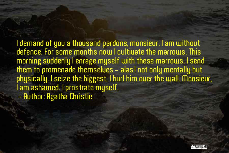 Agatha Christie Quotes: I Demand Of You A Thousand Pardons, Monsieur. I Am Without Defence. For Some Months Now I Cultivate The Marrows.