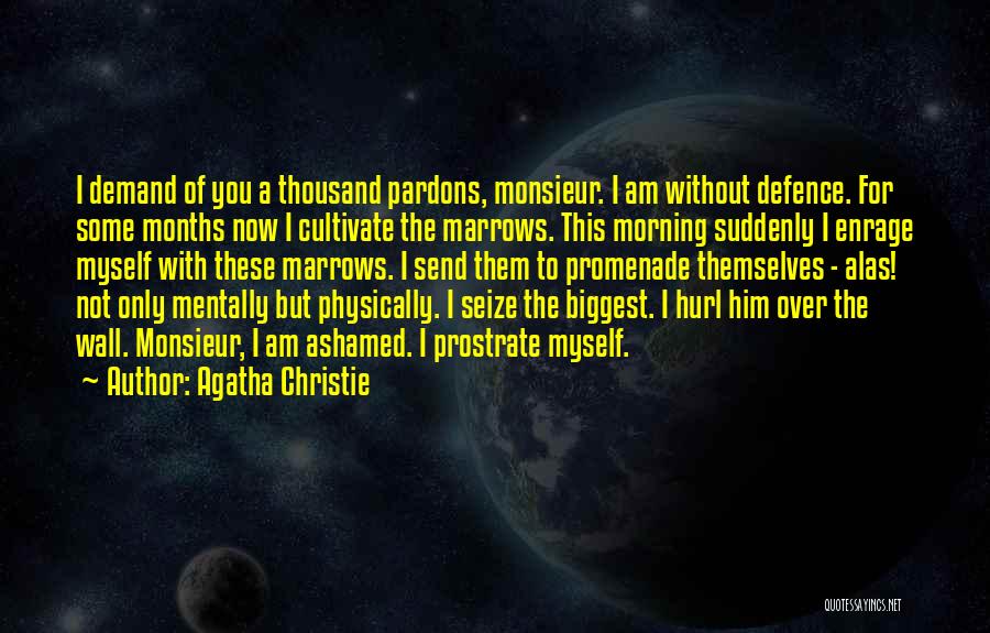 Agatha Christie Quotes: I Demand Of You A Thousand Pardons, Monsieur. I Am Without Defence. For Some Months Now I Cultivate The Marrows.