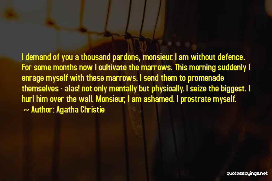 Agatha Christie Quotes: I Demand Of You A Thousand Pardons, Monsieur. I Am Without Defence. For Some Months Now I Cultivate The Marrows.