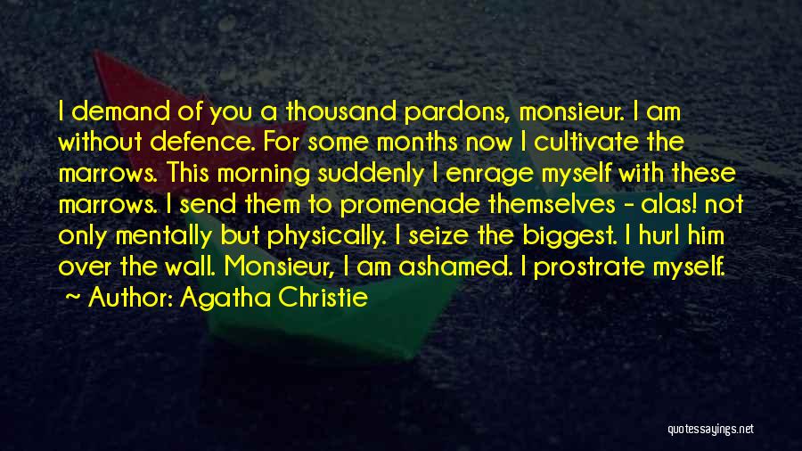 Agatha Christie Quotes: I Demand Of You A Thousand Pardons, Monsieur. I Am Without Defence. For Some Months Now I Cultivate The Marrows.