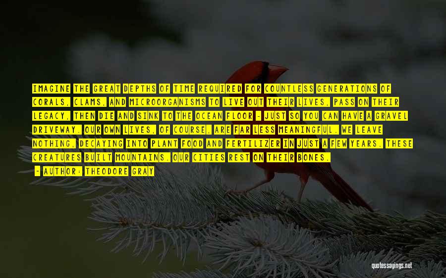 Theodore Gray Quotes: Imagine The Great Depths Of Time Required For Countless Generations Of Corals, Clams, And Microorganisms To Live Out Their Lives,