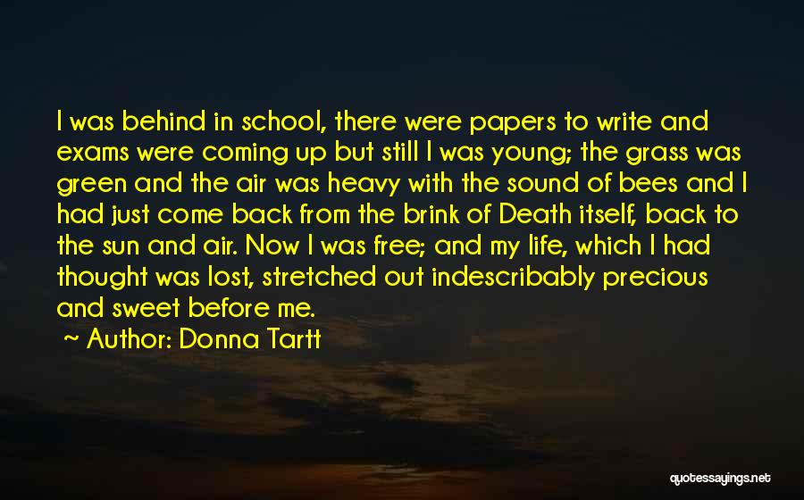 Donna Tartt Quotes: I Was Behind In School, There Were Papers To Write And Exams Were Coming Up But Still I Was Young;