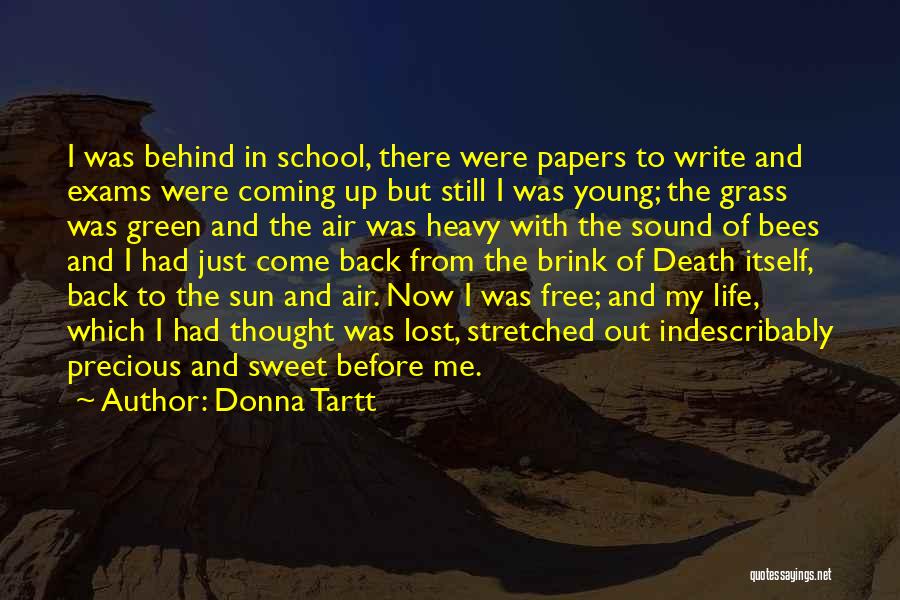 Donna Tartt Quotes: I Was Behind In School, There Were Papers To Write And Exams Were Coming Up But Still I Was Young;