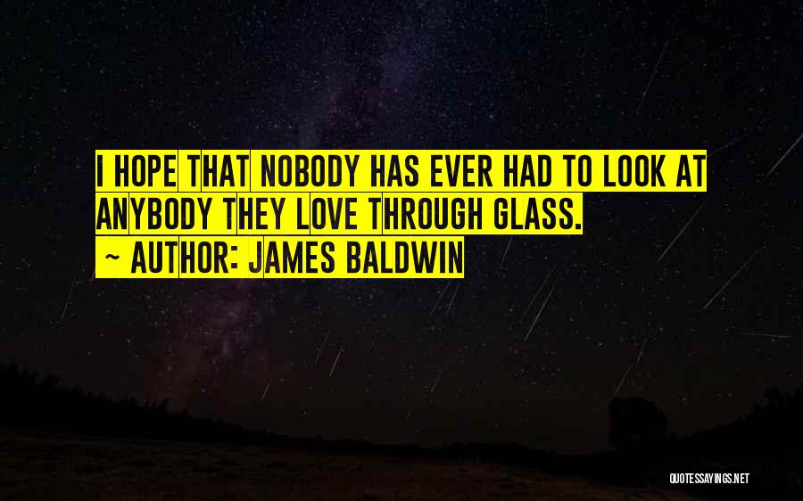 James Baldwin Quotes: I Hope That Nobody Has Ever Had To Look At Anybody They Love Through Glass.