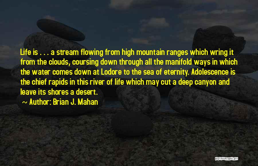 Brian J. Mahan Quotes: Life Is . . . A Stream Flowing From High Mountain Ranges Which Wring It From The Clouds, Coursing Down