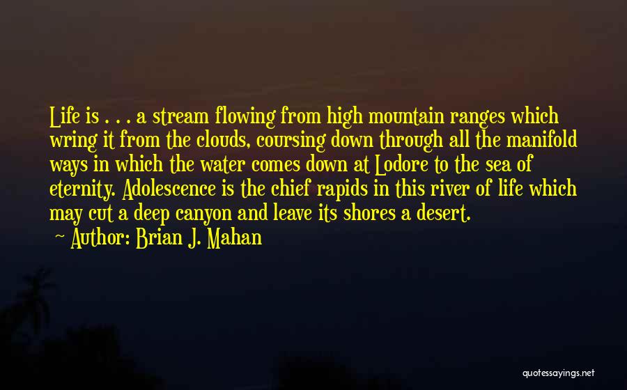 Brian J. Mahan Quotes: Life Is . . . A Stream Flowing From High Mountain Ranges Which Wring It From The Clouds, Coursing Down