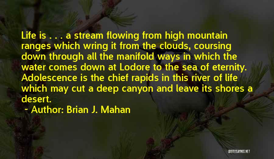 Brian J. Mahan Quotes: Life Is . . . A Stream Flowing From High Mountain Ranges Which Wring It From The Clouds, Coursing Down