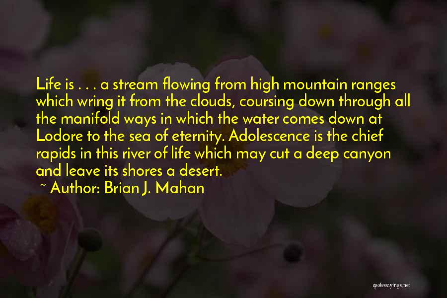 Brian J. Mahan Quotes: Life Is . . . A Stream Flowing From High Mountain Ranges Which Wring It From The Clouds, Coursing Down