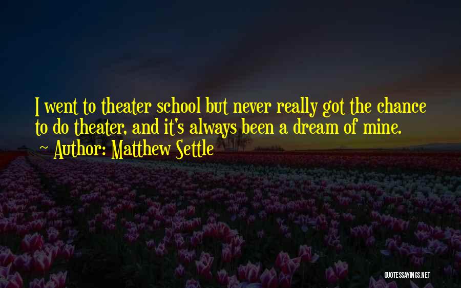 Matthew Settle Quotes: I Went To Theater School But Never Really Got The Chance To Do Theater, And It's Always Been A Dream