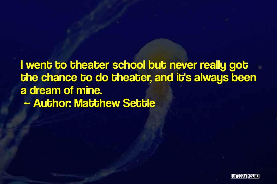 Matthew Settle Quotes: I Went To Theater School But Never Really Got The Chance To Do Theater, And It's Always Been A Dream