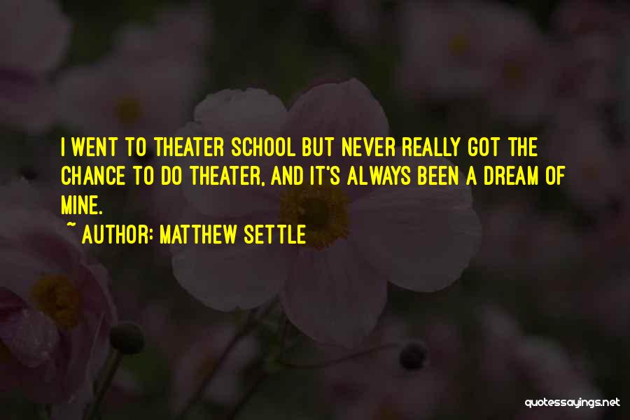 Matthew Settle Quotes: I Went To Theater School But Never Really Got The Chance To Do Theater, And It's Always Been A Dream