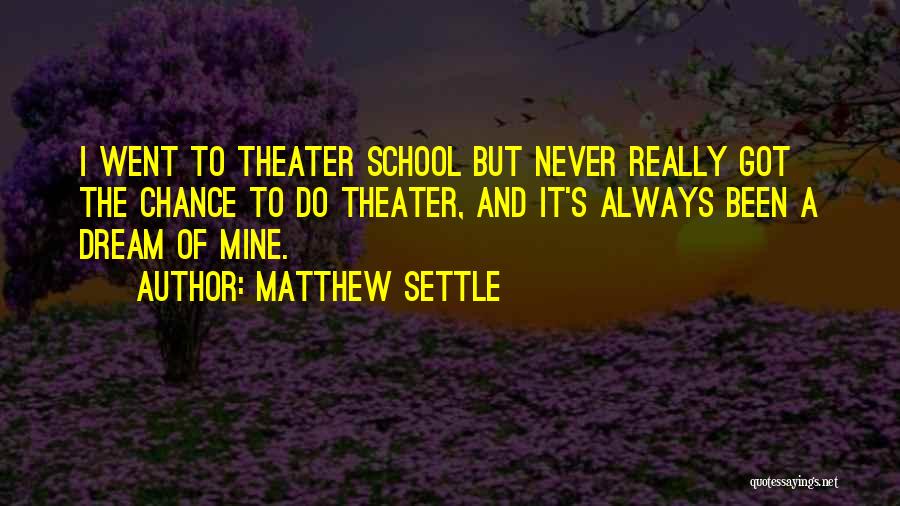 Matthew Settle Quotes: I Went To Theater School But Never Really Got The Chance To Do Theater, And It's Always Been A Dream