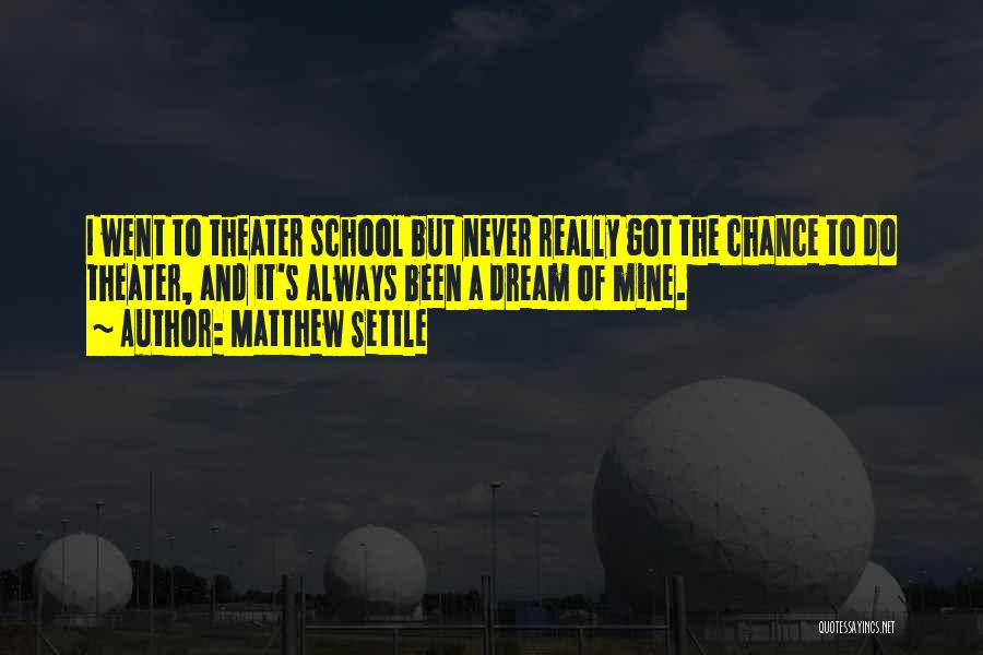 Matthew Settle Quotes: I Went To Theater School But Never Really Got The Chance To Do Theater, And It's Always Been A Dream