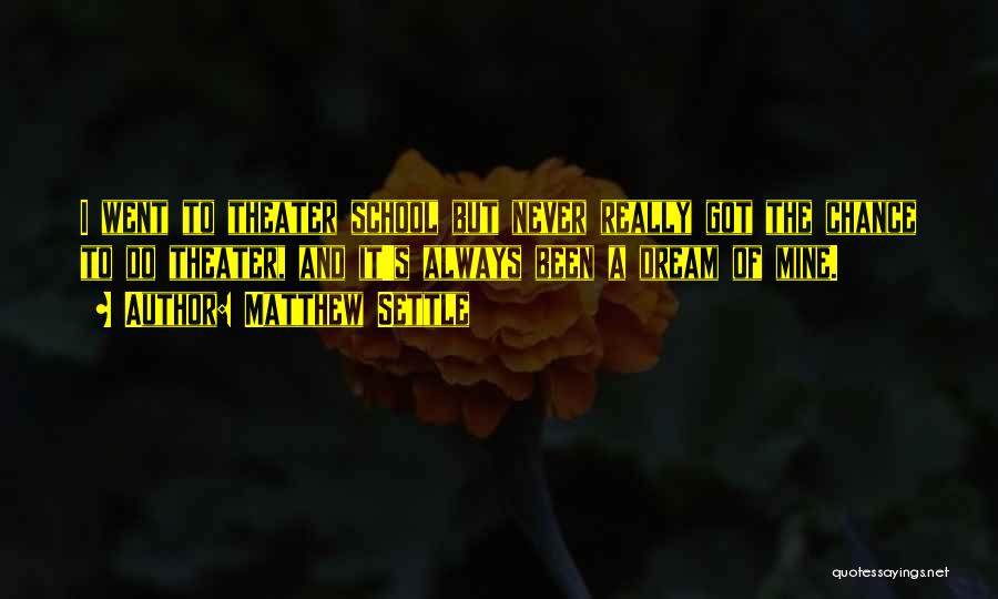 Matthew Settle Quotes: I Went To Theater School But Never Really Got The Chance To Do Theater, And It's Always Been A Dream