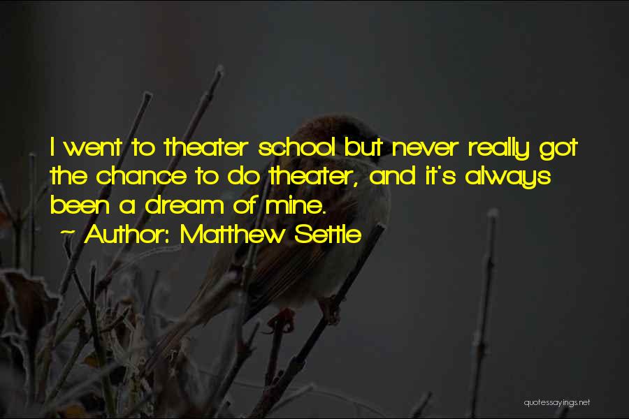 Matthew Settle Quotes: I Went To Theater School But Never Really Got The Chance To Do Theater, And It's Always Been A Dream