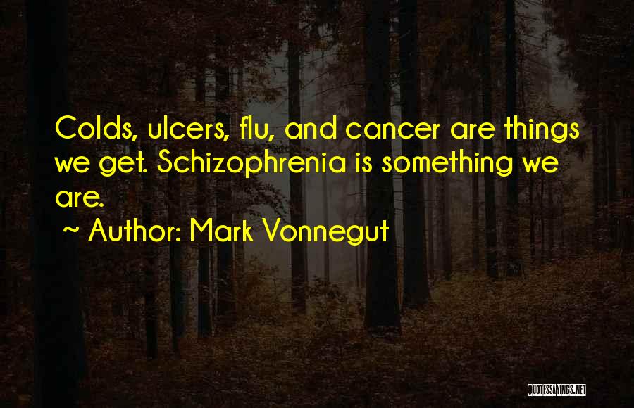 Mark Vonnegut Quotes: Colds, Ulcers, Flu, And Cancer Are Things We Get. Schizophrenia Is Something We Are.