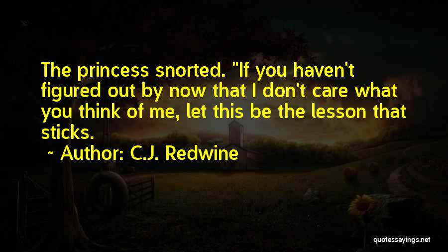 C.J. Redwine Quotes: The Princess Snorted. If You Haven't Figured Out By Now That I Don't Care What You Think Of Me, Let