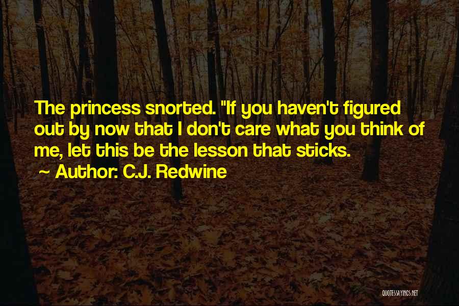 C.J. Redwine Quotes: The Princess Snorted. If You Haven't Figured Out By Now That I Don't Care What You Think Of Me, Let