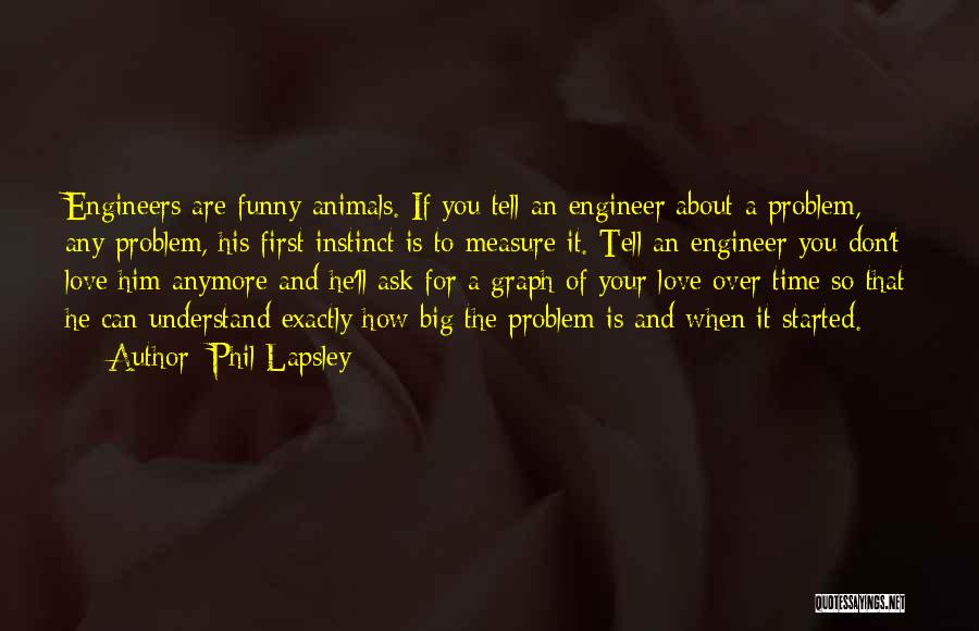 Phil Lapsley Quotes: Engineers Are Funny Animals. If You Tell An Engineer About A Problem, Any Problem, His First Instinct Is To Measure