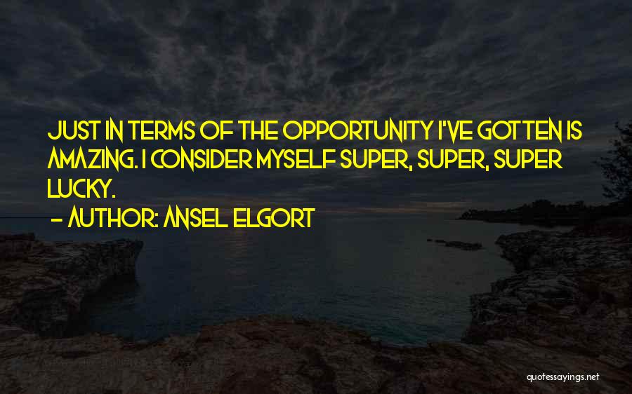 Ansel Elgort Quotes: Just In Terms Of The Opportunity I've Gotten Is Amazing. I Consider Myself Super, Super, Super Lucky.