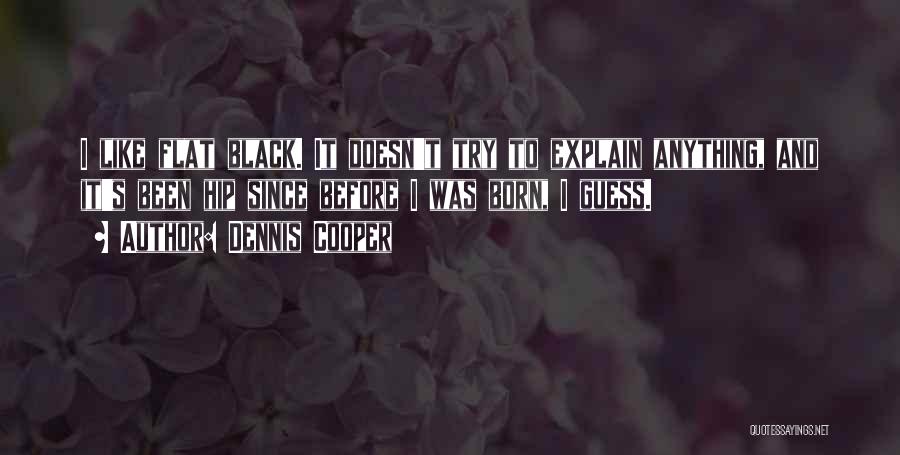 Dennis Cooper Quotes: I Like Flat Black. It Doesn't Try To Explain Anything, And It's Been Hip Since Before I Was Born, I