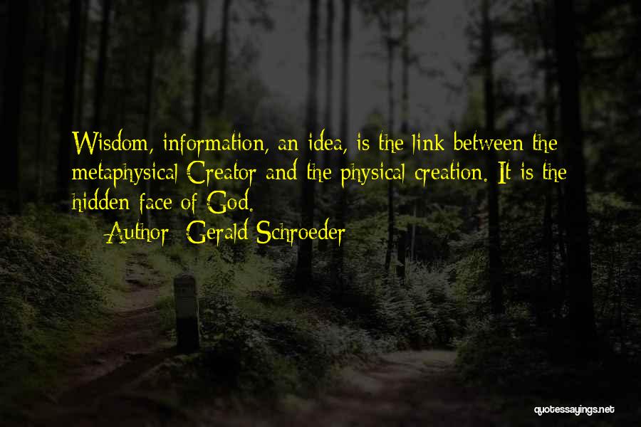 Gerald Schroeder Quotes: Wisdom, Information, An Idea, Is The Link Between The Metaphysical Creator And The Physical Creation. It Is The Hidden Face