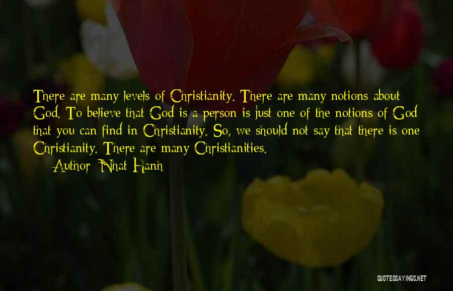Nhat Hanh Quotes: There Are Many Levels Of Christianity. There Are Many Notions About God. To Believe That God Is A Person Is