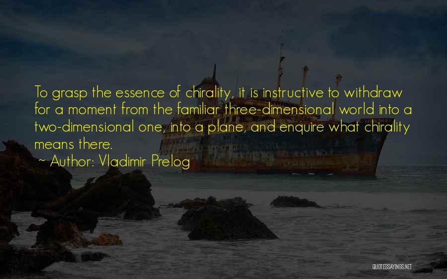 Vladimir Prelog Quotes: To Grasp The Essence Of Chirality, It Is Instructive To Withdraw For A Moment From The Familiar Three-dimensional World Into