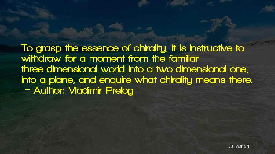 Vladimir Prelog Quotes: To Grasp The Essence Of Chirality, It Is Instructive To Withdraw For A Moment From The Familiar Three-dimensional World Into