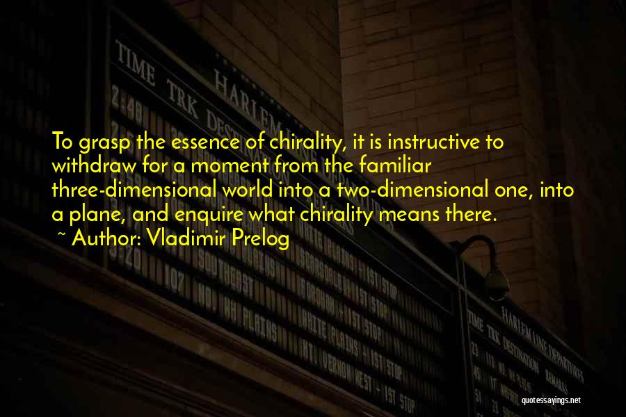 Vladimir Prelog Quotes: To Grasp The Essence Of Chirality, It Is Instructive To Withdraw For A Moment From The Familiar Three-dimensional World Into