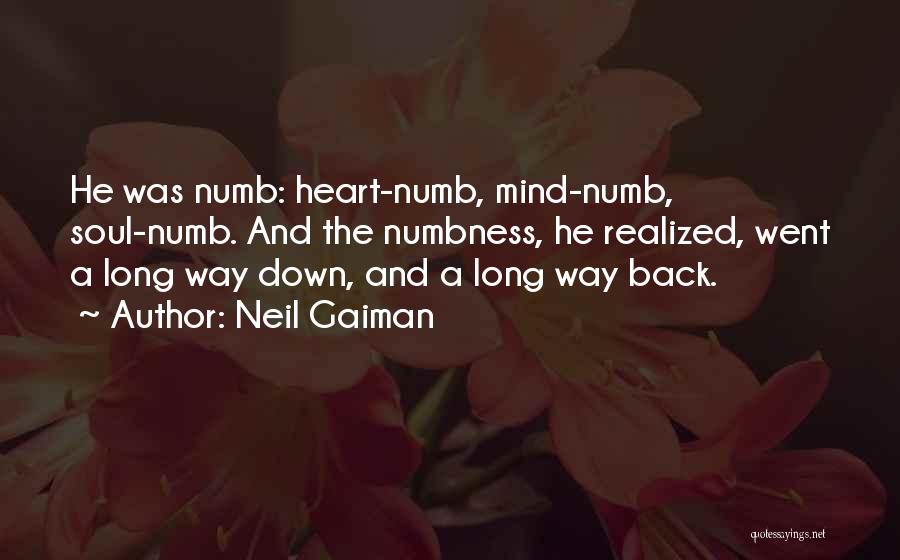 Neil Gaiman Quotes: He Was Numb: Heart-numb, Mind-numb, Soul-numb. And The Numbness, He Realized, Went A Long Way Down, And A Long Way