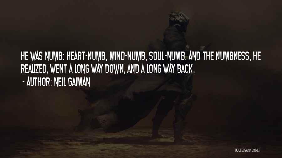 Neil Gaiman Quotes: He Was Numb: Heart-numb, Mind-numb, Soul-numb. And The Numbness, He Realized, Went A Long Way Down, And A Long Way