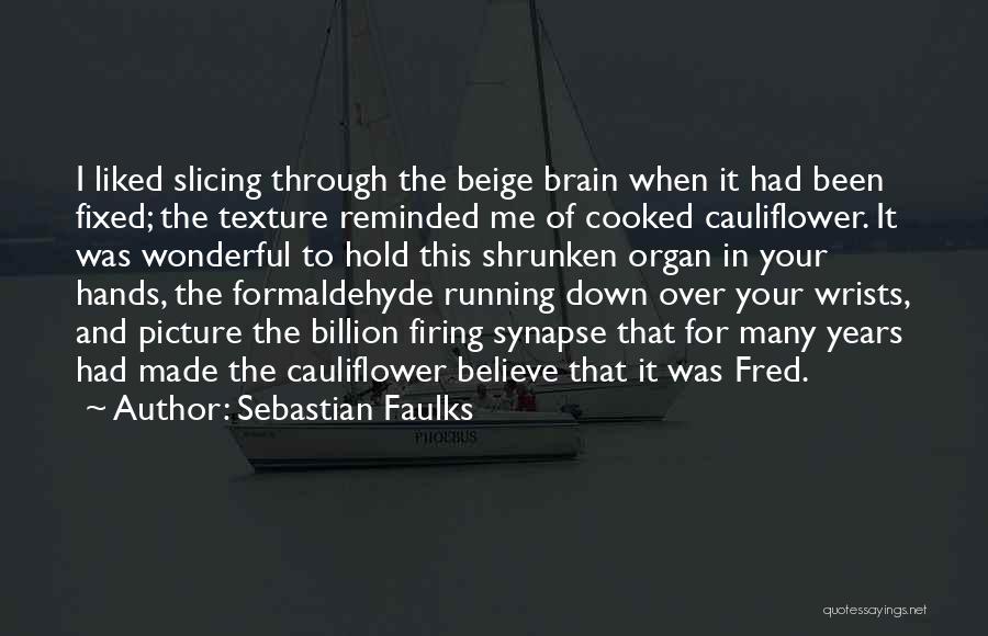 Sebastian Faulks Quotes: I Liked Slicing Through The Beige Brain When It Had Been Fixed; The Texture Reminded Me Of Cooked Cauliflower. It