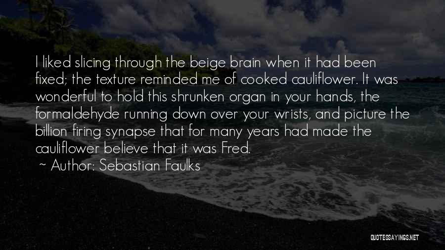 Sebastian Faulks Quotes: I Liked Slicing Through The Beige Brain When It Had Been Fixed; The Texture Reminded Me Of Cooked Cauliflower. It