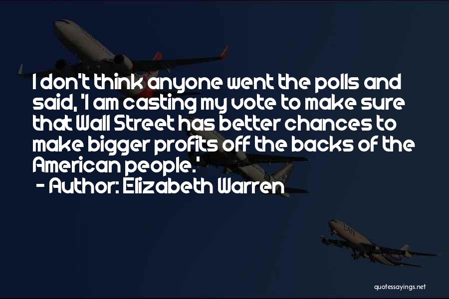 Elizabeth Warren Quotes: I Don't Think Anyone Went The Polls And Said, 'i Am Casting My Vote To Make Sure That Wall Street