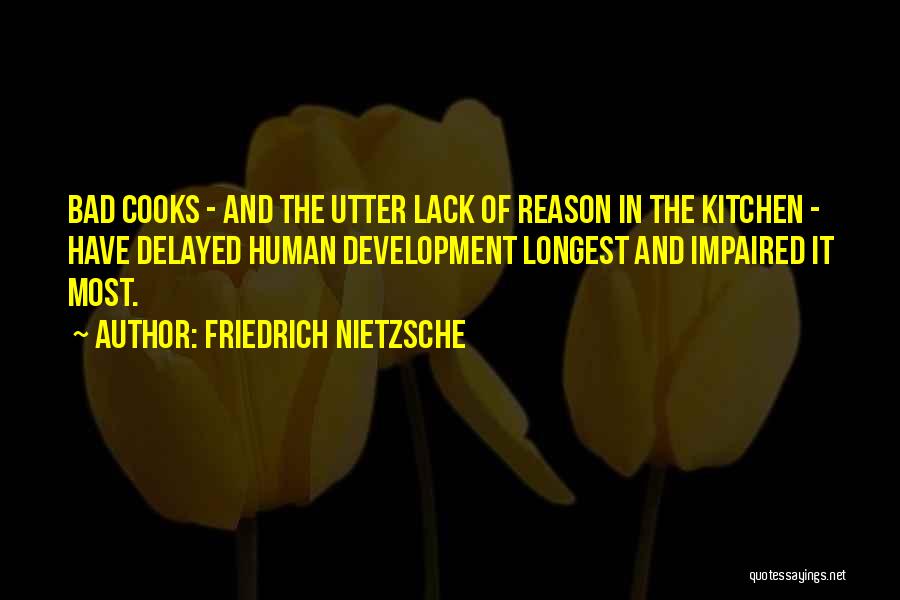 Friedrich Nietzsche Quotes: Bad Cooks - And The Utter Lack Of Reason In The Kitchen - Have Delayed Human Development Longest And Impaired