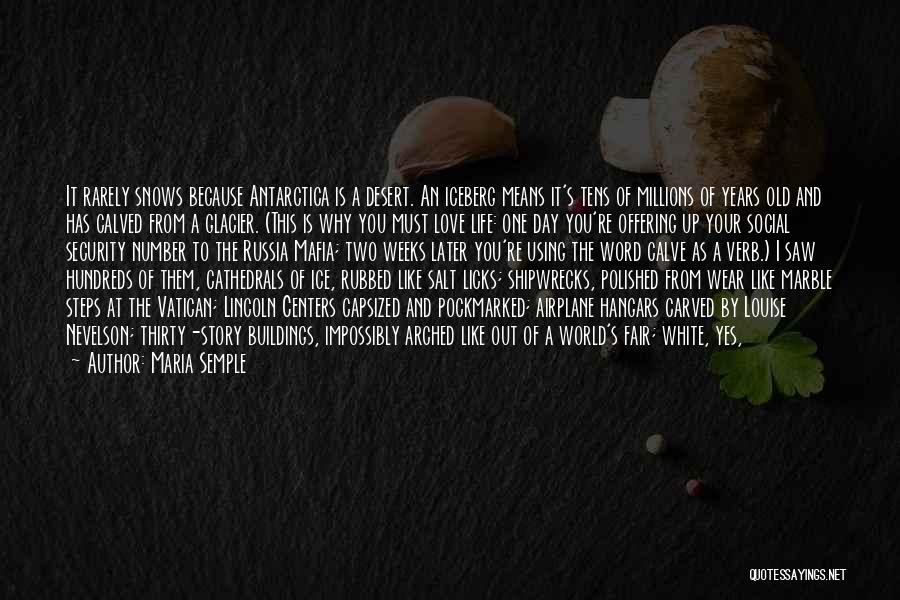 Maria Semple Quotes: It Rarely Snows Because Antarctica Is A Desert. An Iceberg Means It's Tens Of Millions Of Years Old And Has