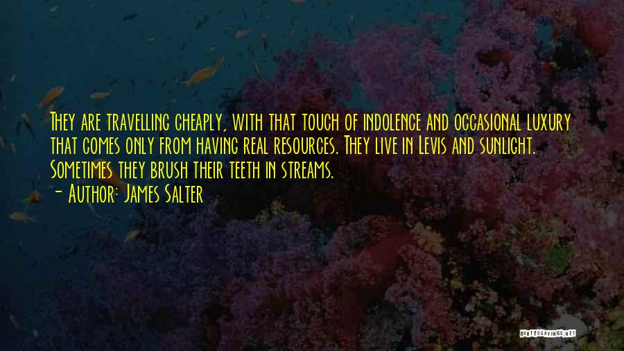 James Salter Quotes: They Are Travelling Cheaply, With That Touch Of Indolence And Occasional Luxury That Comes Only From Having Real Resources. They