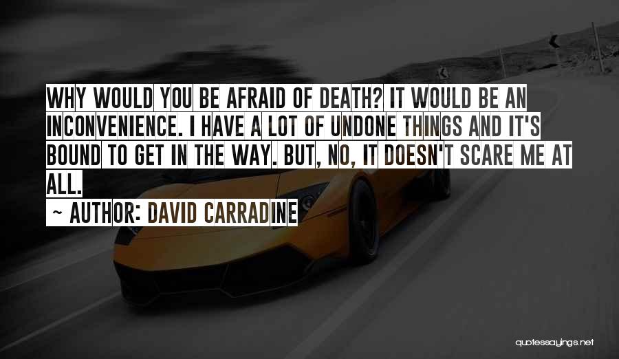 David Carradine Quotes: Why Would You Be Afraid Of Death? It Would Be An Inconvenience. I Have A Lot Of Undone Things And