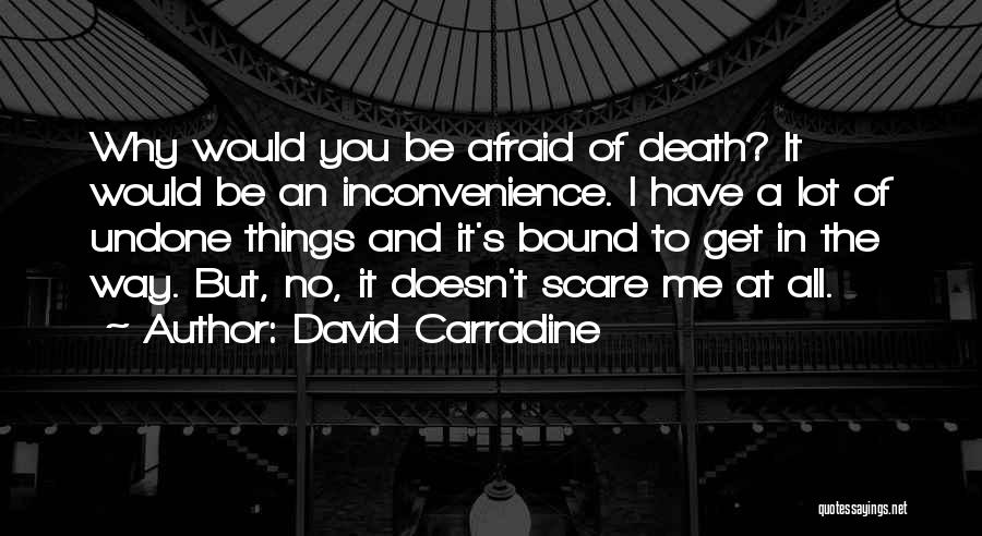 David Carradine Quotes: Why Would You Be Afraid Of Death? It Would Be An Inconvenience. I Have A Lot Of Undone Things And