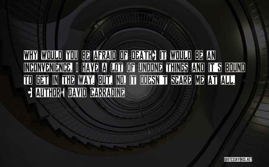 David Carradine Quotes: Why Would You Be Afraid Of Death? It Would Be An Inconvenience. I Have A Lot Of Undone Things And