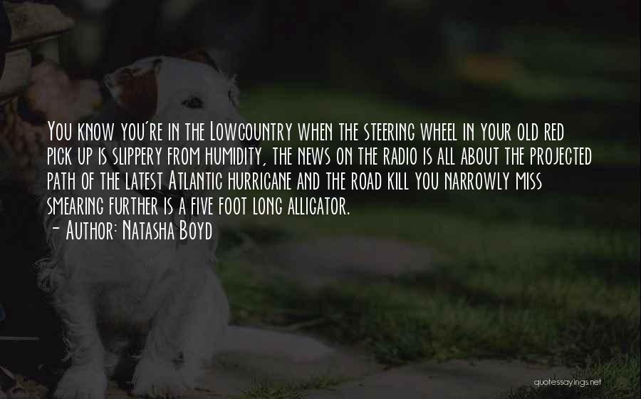 Natasha Boyd Quotes: You Know You're In The Lowcountry When The Steering Wheel In Your Old Red Pick Up Is Slippery From Humidity,