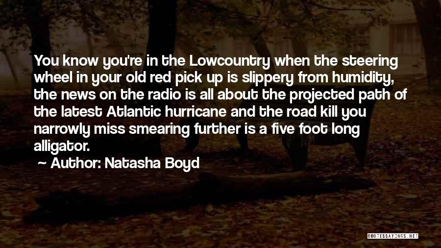 Natasha Boyd Quotes: You Know You're In The Lowcountry When The Steering Wheel In Your Old Red Pick Up Is Slippery From Humidity,