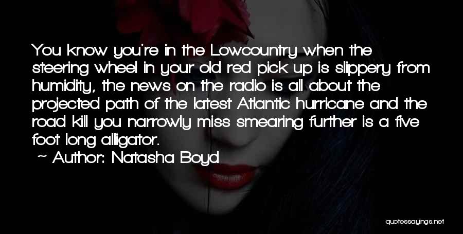 Natasha Boyd Quotes: You Know You're In The Lowcountry When The Steering Wheel In Your Old Red Pick Up Is Slippery From Humidity,