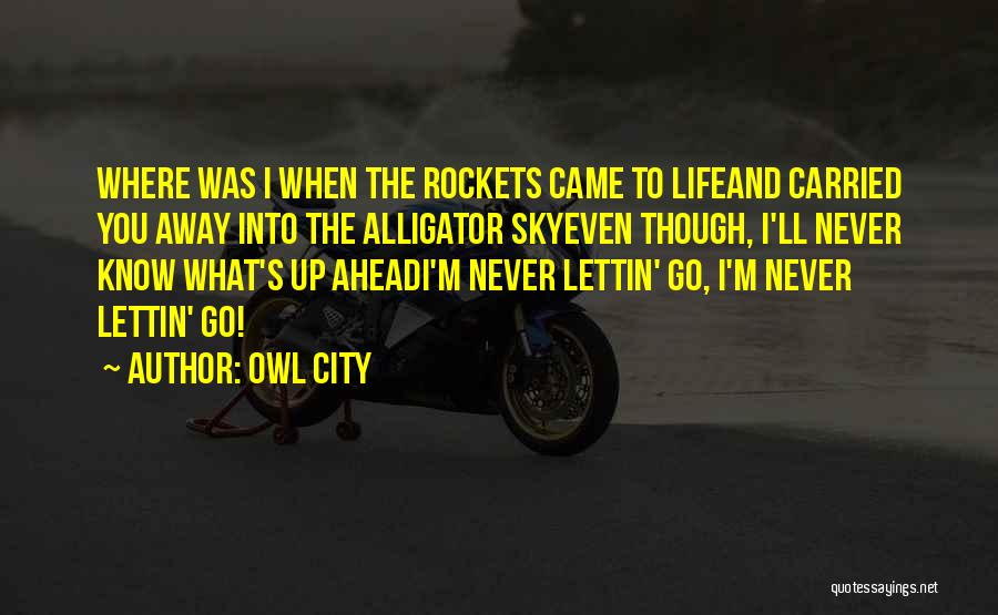 Owl City Quotes: Where Was I When The Rockets Came To Lifeand Carried You Away Into The Alligator Skyeven Though, I'll Never Know