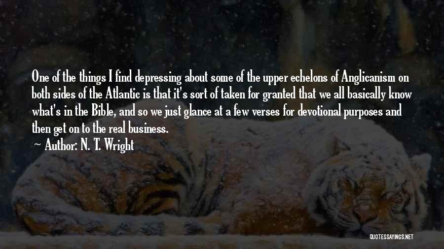 N. T. Wright Quotes: One Of The Things I Find Depressing About Some Of The Upper Echelons Of Anglicanism On Both Sides Of The