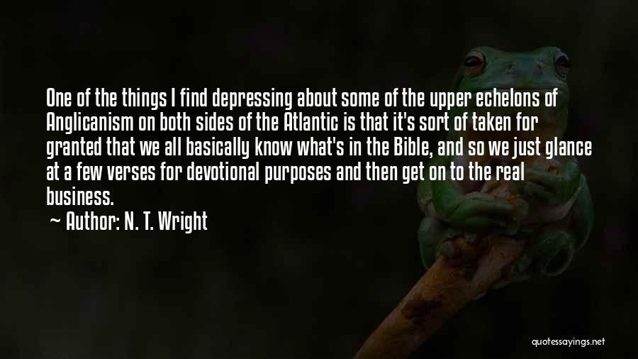 N. T. Wright Quotes: One Of The Things I Find Depressing About Some Of The Upper Echelons Of Anglicanism On Both Sides Of The