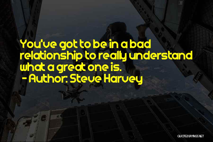 Steve Harvey Quotes: You've Got To Be In A Bad Relationship To Really Understand What A Great One Is.