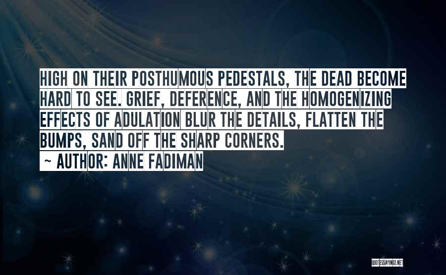 Anne Fadiman Quotes: High On Their Posthumous Pedestals, The Dead Become Hard To See. Grief, Deference, And The Homogenizing Effects Of Adulation Blur